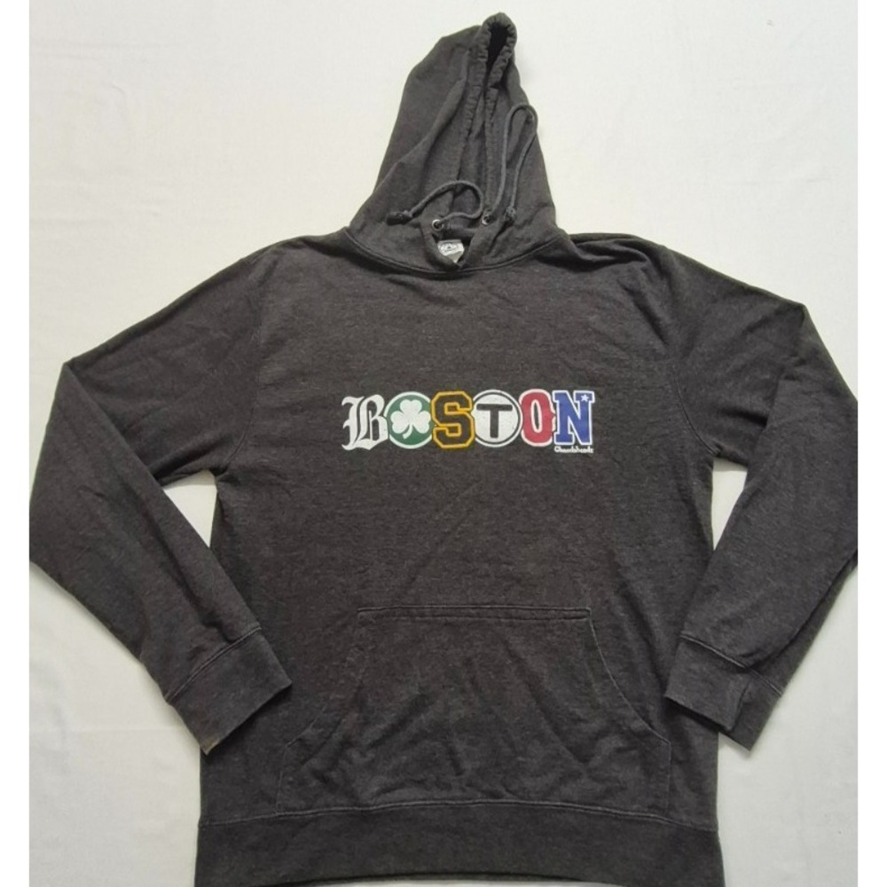 Boston Pride sports gray hoodie‎ men's front pocket sz. Lg Delta Fleece